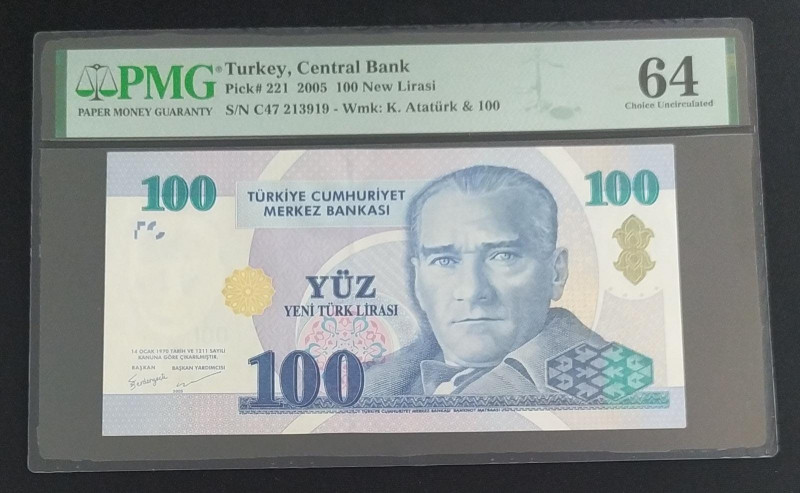 Turkey, 100 Lira, 2005, UNC, p221, 8. Emisyon
PMG 64
Estimate: USD 100-200