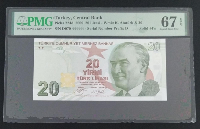 Turkey, 20 Lira, 2018, UNC, p224c, 9.Emission
PMG 67 EPQ, High condition , SOLI...