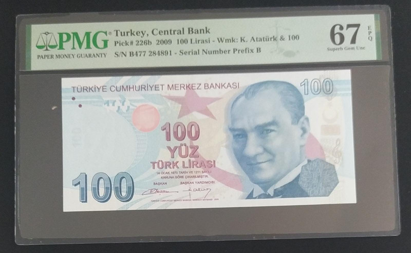 Turkey, 100 Lira, 2012, UNC, p226b, 9.Emission
PMG 67 EPQ, High condition 
Est...