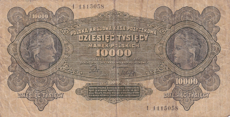 Poland, 10.000 Marek, 1922, VF, p32
There are stains and split
Estimate: USD 2...