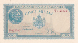 Romania, 5.000 Lei, 1944, UNC, p56a
Estimate: USD 80-160