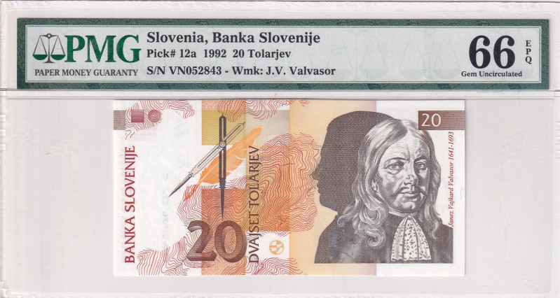 Slovenia, 20 Tolarjev, 1992, UNC, p12a
PMG 66 EPQ
Estimate: USD 20-40