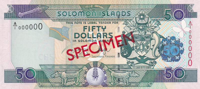 Solomon Islands, 50 Dollars, 2005/2009, UNC, p29s, SPECIMEN
Estimate: USD 20-40