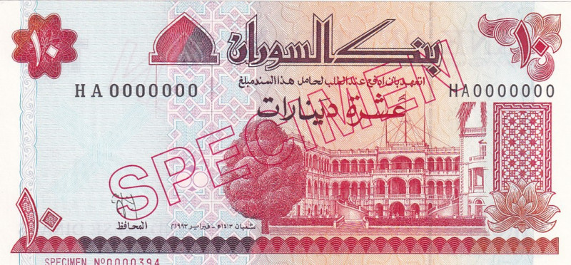 Sudan, 10 Dinars, 1993, UNC, p52s, SPECIMEN
Estimate: USD 20-40