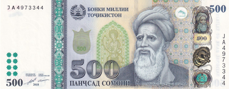 Tajikistan, 500 Somoni, 2018, UNC, p22
Estimate: USD 50-100