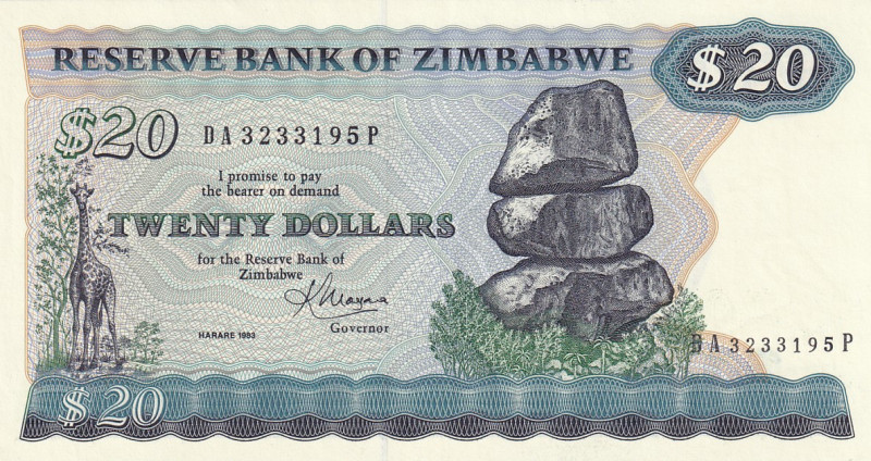 Zimbabwe, 20 Dollars, 1983, UNC, p4c
Estimate: USD 20-40