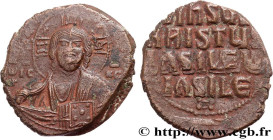BASIL II and CONSTANTINE VIII
Type : Follis 
Date : c. 976-1028 
Mint name / Town : Constantinople 
Metal : copper 
Diameter : 27  mm
Orientation dies...