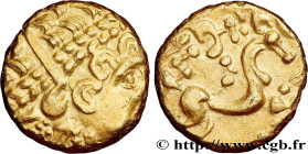 AMBIANI (Area of Amiens)
Type : Statère d'or biface au flan court 
Date : c. 80-50 AC. 
Mint name / Town : Amiens (80) 
Metal : gold 
Diameter : 17,5 ...