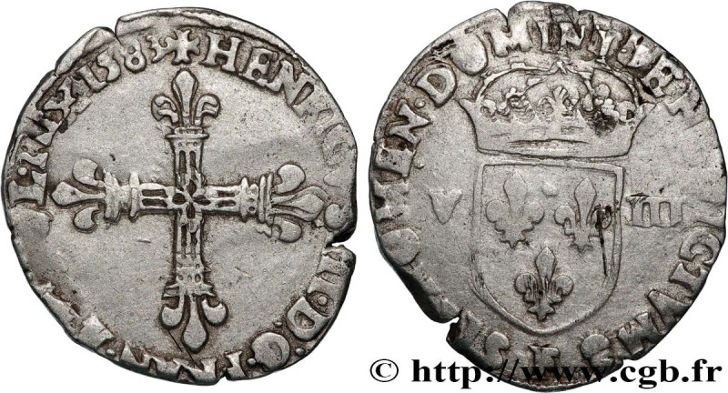 HENRY III
Type : Huitième d'écu, croix de face 
Date : 1583 
Mint name / Town : ...