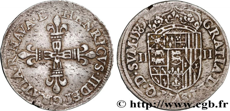 NAVARRE-BEARN - HENRY III
Type : Quart d'écu 
Date : 1585 
Mint name / Town : Pa...