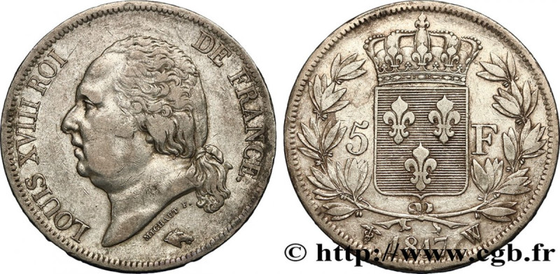 LOUIS XVIII
Type : 5 francs Louis XVIII, tête nue 
Date : 1817 
Mint name / Town...