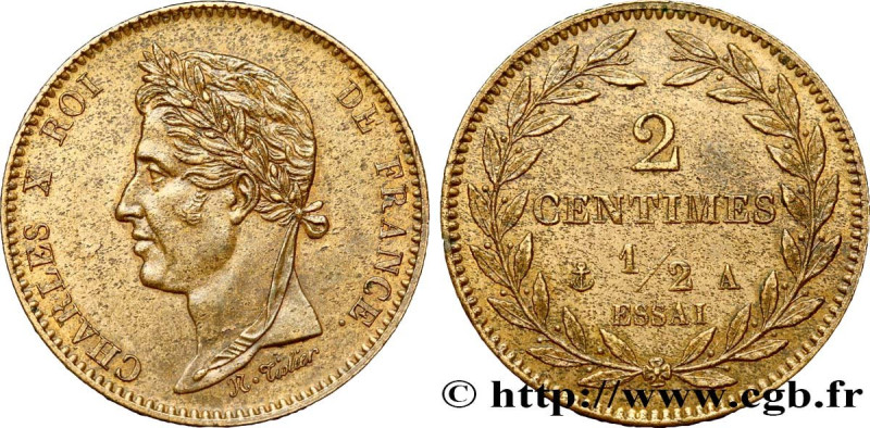 CHARLES X
Type : Essai de 2 centimes et demi en cuivre 
Date : n.d. 
Mint name /...