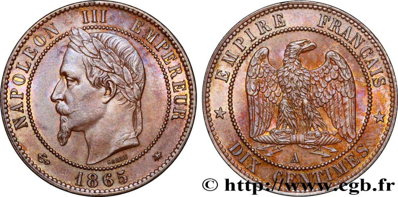 SECOND EMPIRE
Type : Dix centimes Napoléon III, tête laurée 
Date : 1865 
Mint n...