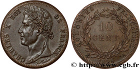 FRENCH COLONIES - Charles X, for Guyana
Type : 10 Centimes  
Date : 1828 
Mint name / Town : Paris - A 
Quantity minted : 253080 
Metal : bronze 
Diam...