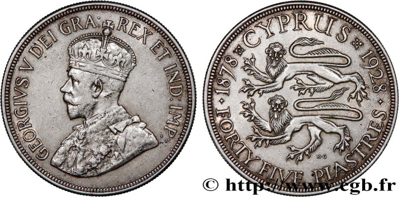 CYPRUS
Type : 45 Piastres Georges V 
Date : 1928 
Quantity minted : 80000 
Metal...