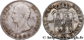 SPAIN - KINGDOM OF SPAIN - JOSEPH NAPOLEON
Type : 20 Reales ou 5 Pesetas 
Date : 1809 
Mint name / Town : Madrid 
Quantity minted : 700000 
Metal : si...