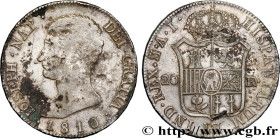 SPAIN - KINGDOM OF SPAIN - JOSEPH NAPOLEON
Type : 20 Reales ou 5 Pesetas 
Date : 1810 
Mint name / Town : Madrid 
Quantity minted : 992556 
Metal : si...