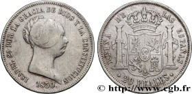 SPAIN - KINGDOM OF SPAIN - ISABELLA II
Type : 20 Reales  
Date : 1850 
Mint name / Town : Madrid 
Quantity minted : 500000 
Metal : silver 
Millesimal...