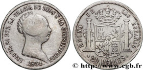SPAIN - KINGDOM OF SPAIN - ISABELLA II
Type : 20 Reales  
Date : 1854 
Mint name / Town : Séville 
Metal : silver 
Millesimal fineness : 900  ‰
Diamet...