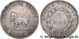 ITALY - REPUBLIC OF VENICE
Type : 5 Lire 
Date : 1848 
Mint name / Town : Venise 
Quantity minted : 10892 
Metal : silver 
Millesimal fineness : 900  ...