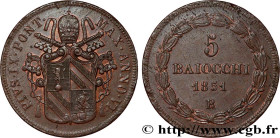 ITALY - PAPAL STATES - PIUS IX (Giovanni Maria Mastai Ferretti)
Type : 5 Baiocchi an VI 
Date : 1851 
Mint name / Town : Rome 
Quantity minted : 79488...