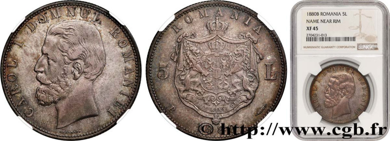 ROMANIA - CHARLES I
Type : 5 Lei 
Date : 1880 
Mint name / Town : Bucarest 
Quan...