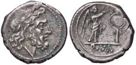 ROMANE REPUBBLICANE - ANONIME - Monete senza simboli (dopo 211 a.C.) - Vittoriato B. 9; Cr. 53/1 (AG g. 3,31)
bel BB