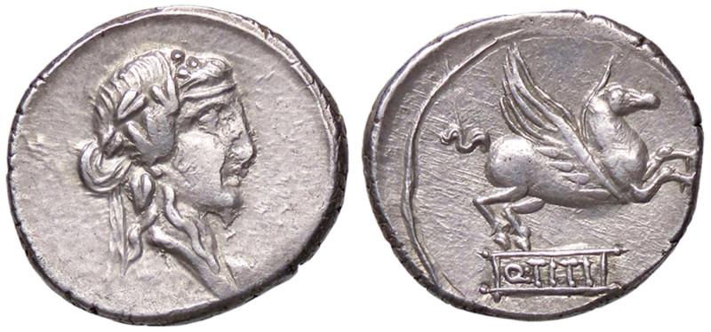 ROMANE REPUBBLICANE - TITIA - Q. Titius (90 a.C.) - Denario B. 2; Cr. 341/2 (AG ...