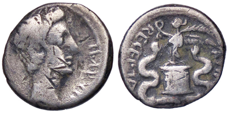 ROMANE IMPERIALI - Augusto (27 a.C.-14 d.C.) - Quinario C. 14; RIC 18 NC (AG g. ...