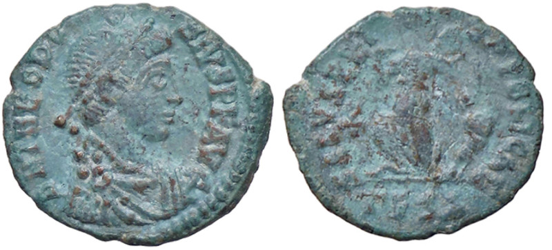 ROMANE IMPERIALI - Teodosio I (379-395) - AE 4 C. 30; RIC 65b (AE g. 1,05)
BB-S...