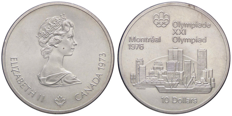 ESTERE - CANADA - Elisabetta II (1952) - 10 Dollari 1973 - Olimpiadi 1976 AG Col...