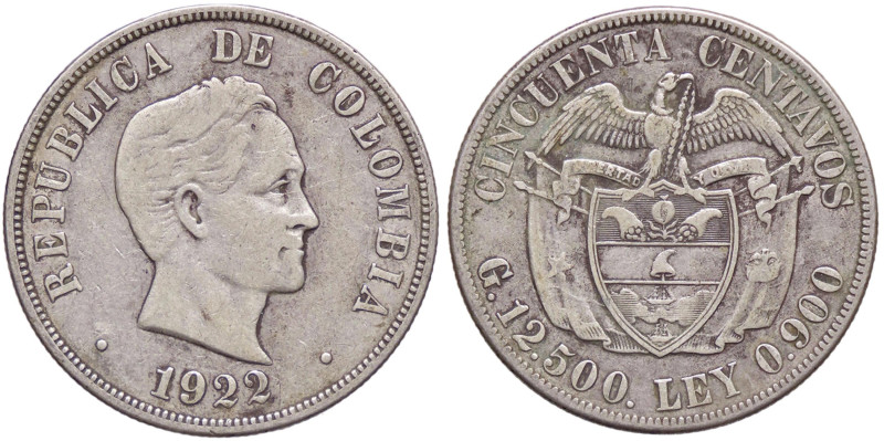 ESTERE - COLOMBIA - Repubblica - 50 Centavos 1922 Kr. 274 AG
qBB