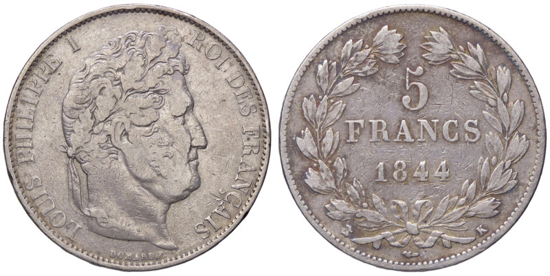 ESTERE - FRANCIA - Luigi Filippo I (1830-1848) - 5 Franchi 1844 K Kr. 749.7 AG
...