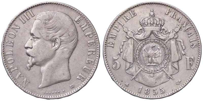 ESTERE - FRANCIA - Napoleone III (1852-1870) - 5 Franchi 1855 BB - Testa nuda Kr...