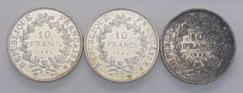 ESTERE - FRANCIA - Quinta Repubblica (1959) - 10 Franchi 1965 (2) e 1966 AG Lott...