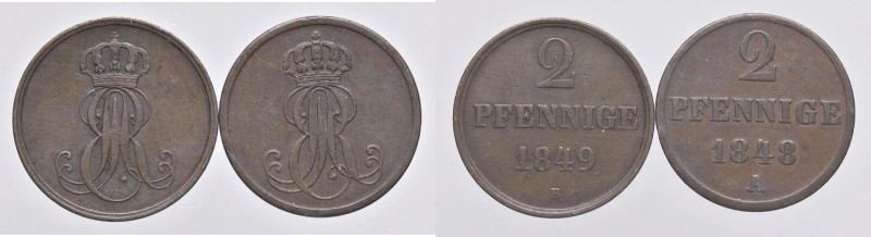 ESTERE - GERMANIA - HANNOVER - Ernst August (1837-1851) - 2 Pfennig 1848 e 1849 ...