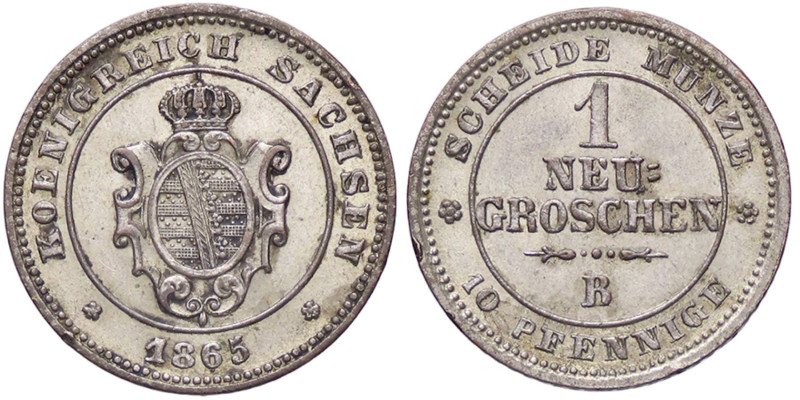 ESTERE - GERMANIA - SASSONIA - Johann (1854-1873) - Groschen 1865 B Kr. 1219 AG...