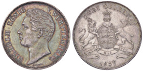 ESTERE - GERMANIA - WURTTEMBERG - Guglielmo I (1816-1864) - 2 Gulden 1847 Kr. 595 AG Patinata
qSPL/SPL