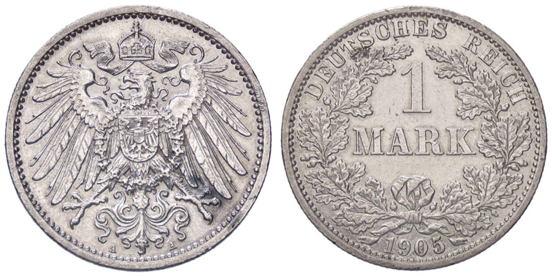 ESTERE - GERMANIA - Guglielmo II (1888-1918) - Marco 1905 A Kr. 14 AG Segni al c...