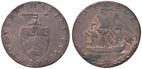 ESTERE - GRAN BRETAGNA - Giorgio III (1760-1820) - Token 1794 - Portsea CU Del valore di mezzo penny
qSPL