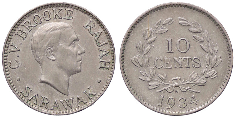 ESTERE - MALESIA - SARAWAK - Charles V. Brooke (1917-1946) - 10 Cents 1934 H Kr....