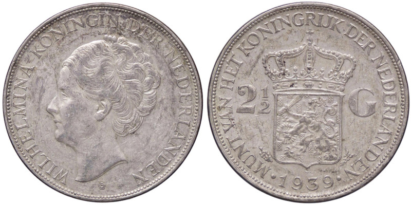 ESTERE - OLANDA - Guglielmina (1890-1948) - 2,5 Gulden 1939 Kr. 165 AG
BB-SPL