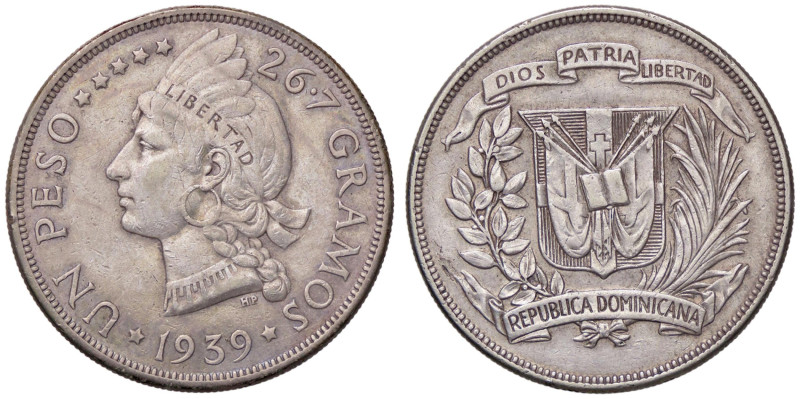 ESTERE - REPUBBLICA DOMINICANA - Repubblica (1866) - Peso 1939 Kr. 22 AG Segno a...