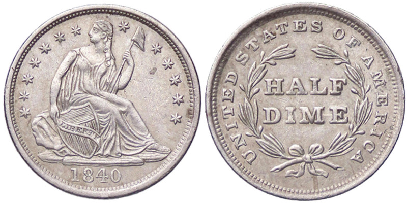 ESTERE - U.S.A. - Mezzo Dime 1840 Kr. 62.2 AG
qSPL