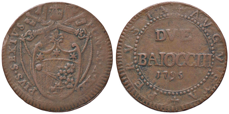 ZECCHE ITALIANE - PERUGIA - Pio VI (1775-1799) - 2 Baiocchi 1795 A. XXI CNI 1; M...