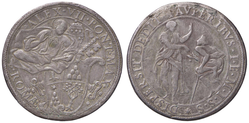 ZECCHE ITALIANE - ROMA - Alessandro VII (1655-1667) - Piastra Ser. 5; Munt. 7 R ...