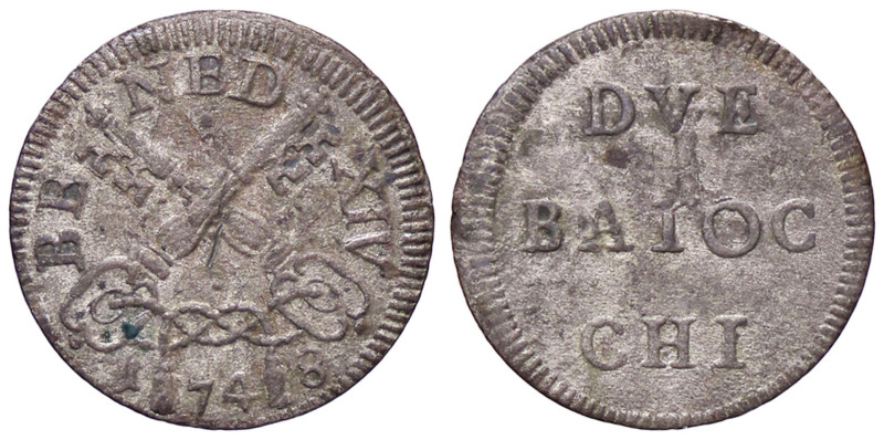 ZECCHE ITALIANE - ROMA - Benedetto XIV (1740-1758) - Muraiola da 2 baiocchi 1748...