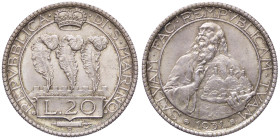 ZECCHE ITALIANE - SAN MARINO - Vecchia monetazione - 20 Lire 1931 Pag. 342; Mont. 20 AG
qFDC/SPL+