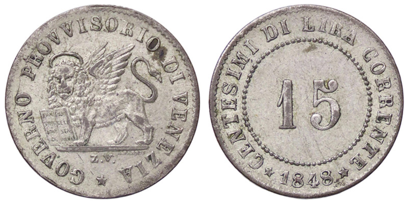 ZECCHE ITALIANE - VENEZIA - Governo Provvisorio (1848-1849) - 15 Centesimi 1848 ...