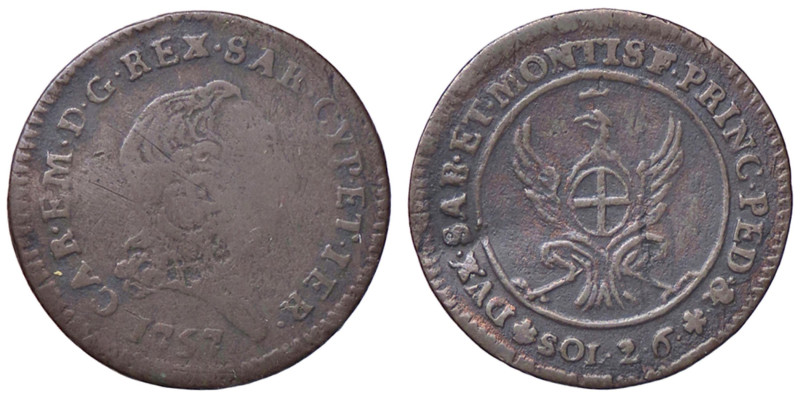 SAVOIA - Carlo Emanuele III (1730-1773) - 2,6 Soldi 1757 Mont. 219 MI
MB/qBB